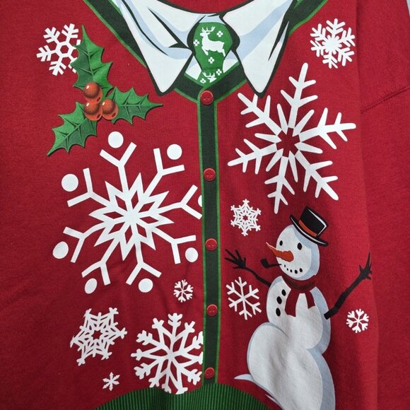 Vintage Mens Jerzees NuBlend Ugly Christmas Sweatshirt Snowman Shirt Tie Sz XL - Picture 1 of 4